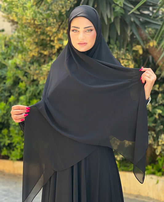 2 black crepe scarfs