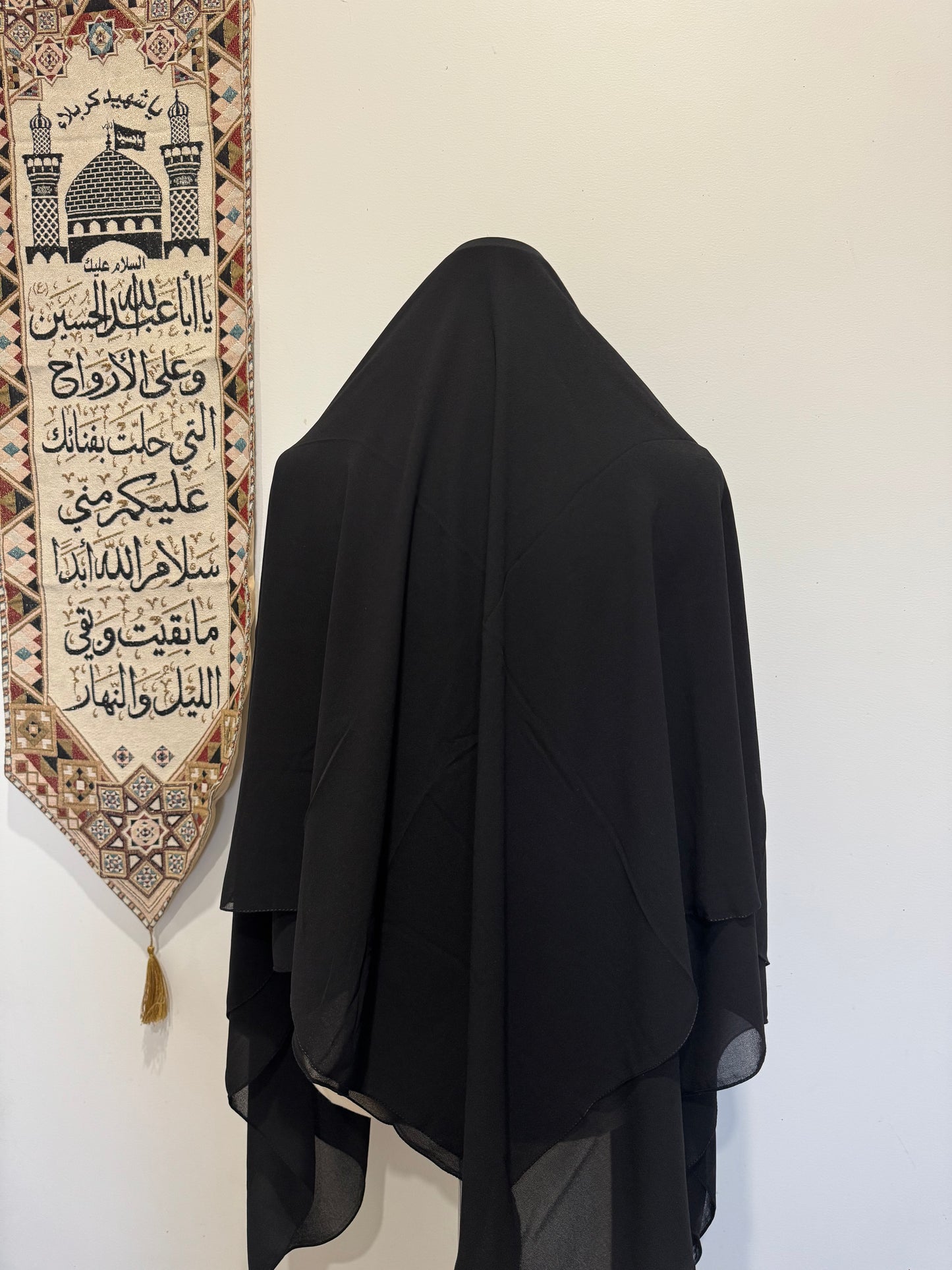 Plain black crepe scarf